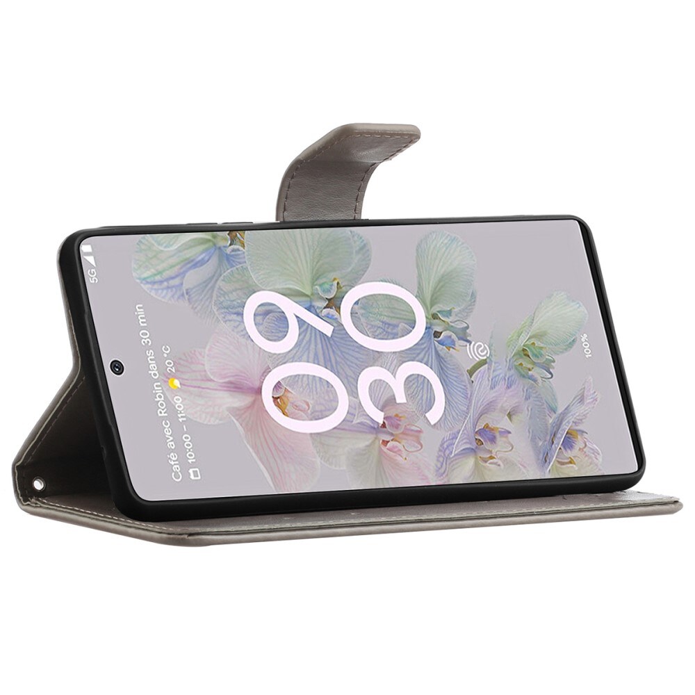 Google Pixel 6a Mobilfodral med fjärilar, Grå