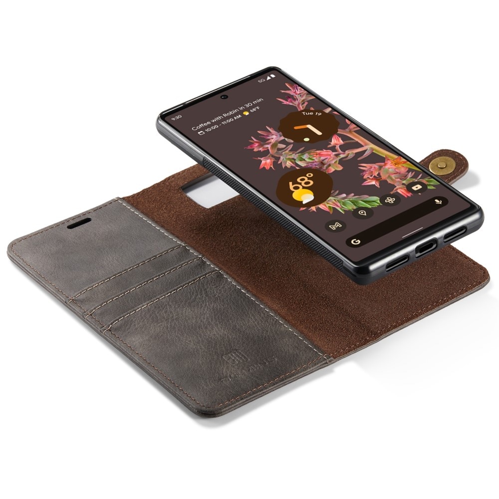 Google Pixel 6 Plånboksfodral med avtagbart skal, brun