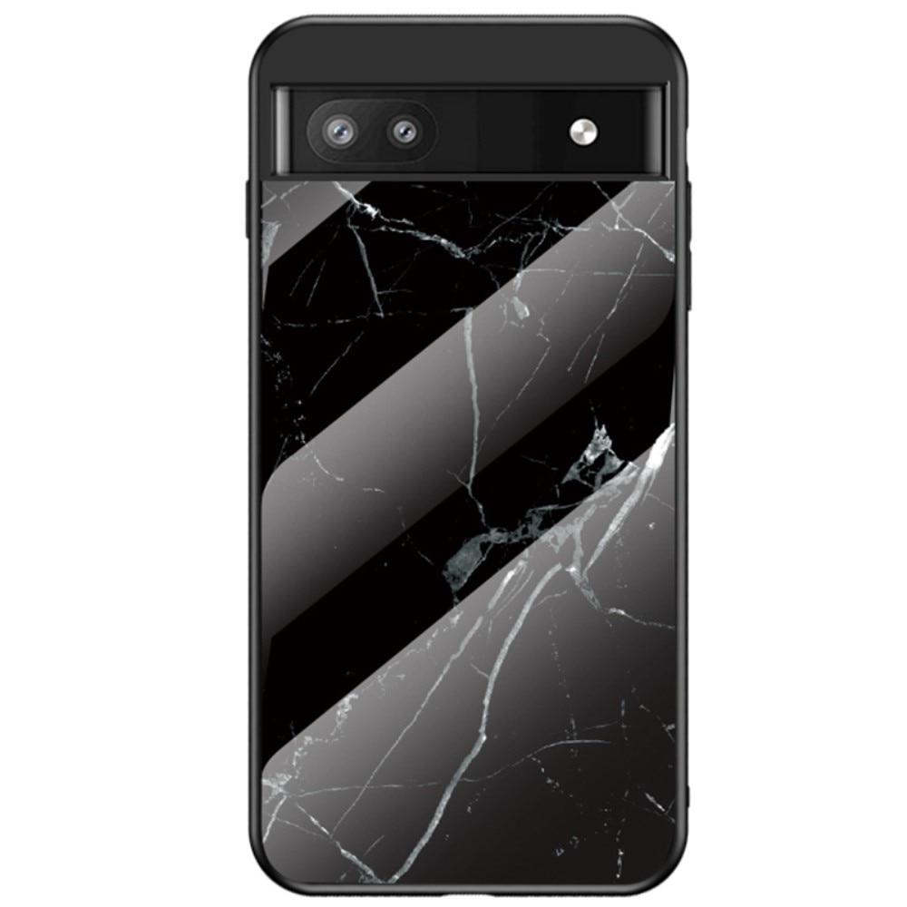 Google Pixel 6a Mobilskal med baksida av glas, svart marmor