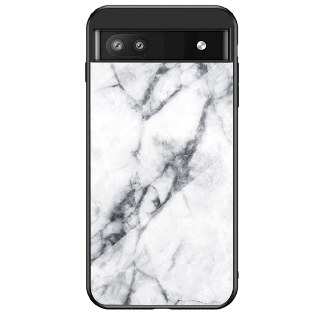 Google Pixel 6a Mobilskal med baksida av glas, vit marmor