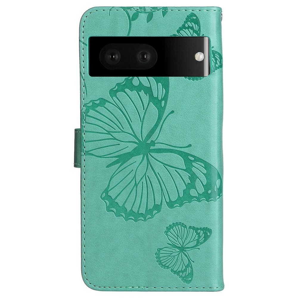 Google Pixel 7 Mobilfodral med fjärilar, Grön