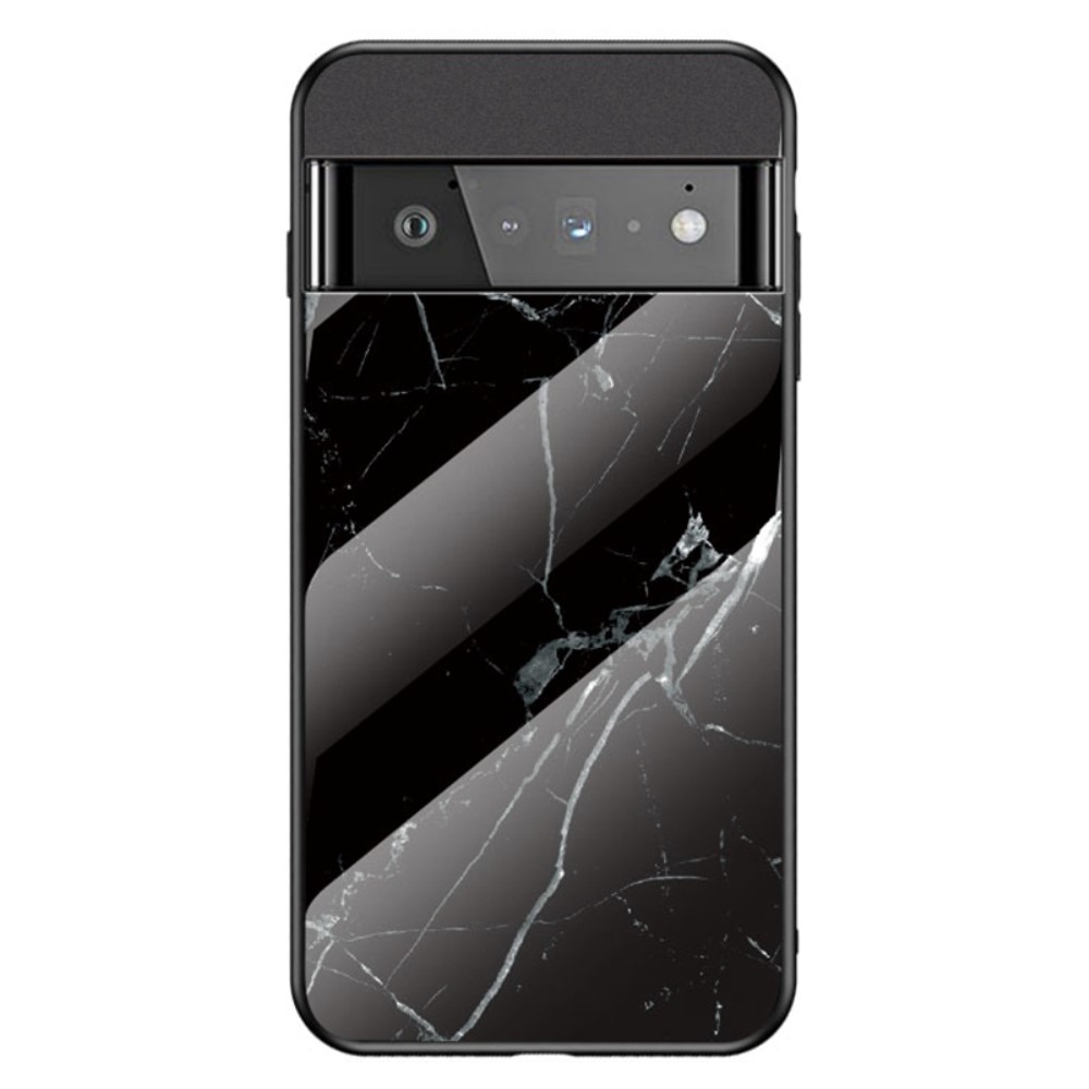 Google Pixel 7 Mobilskal med baksida av glas, svart marmor