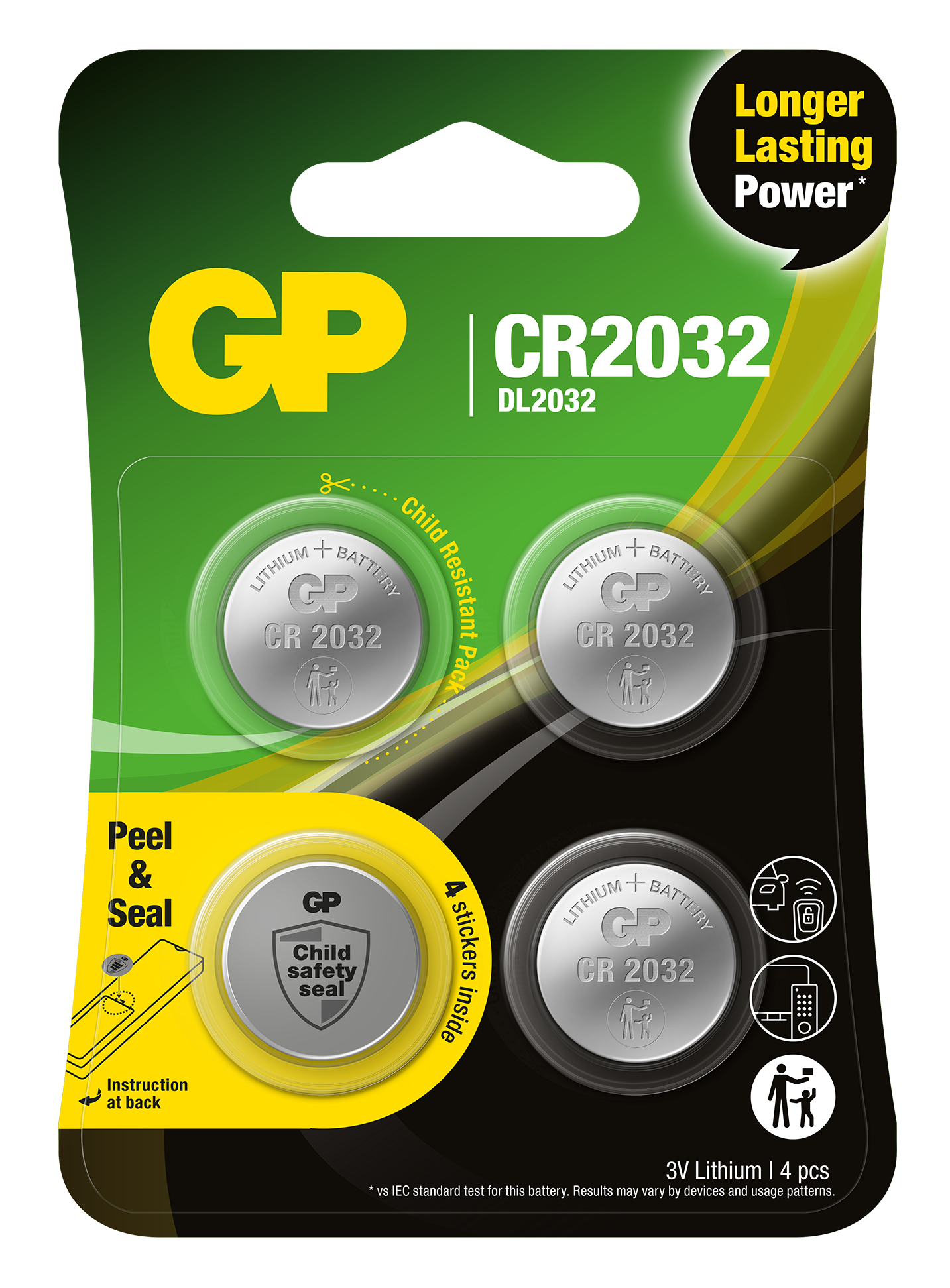 4-pack Knappcellbatteri Lithium CR2032
