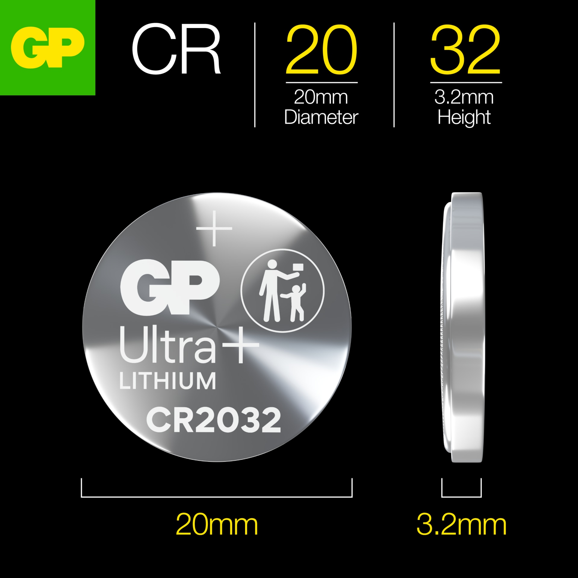 4-pack Knappcellbatteri Lithium CR2032