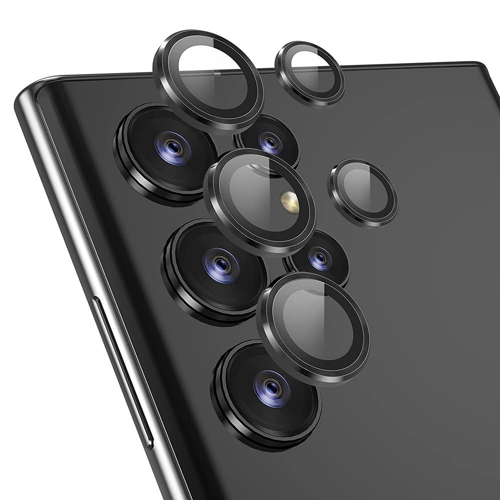 Samsung Galaxy S22 Ultra Linsskydd i glas & aluminium, Svart