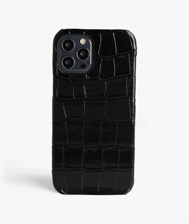 iPhone 12/iPhone 12 Pro Skal Croco Svart