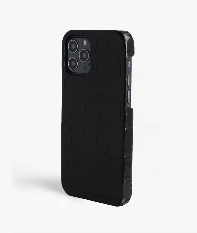 iPhone 12/iPhone 12 Pro Skal Croco Svart