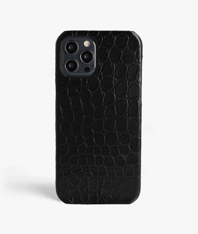 iPhone 12/iPhone 12 Pro Skal Small Croco Svart