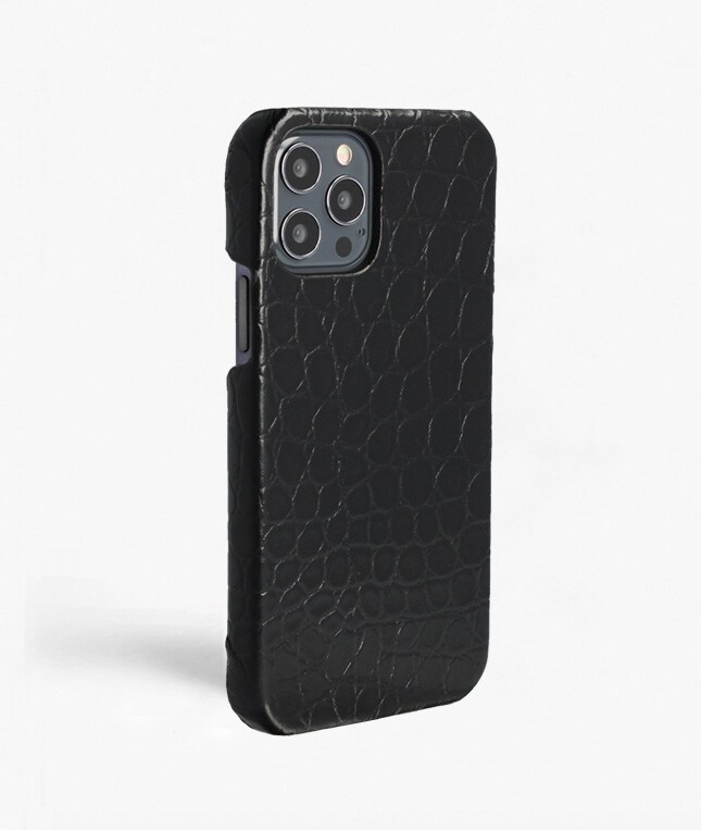 iPhone 12/iPhone 12 Pro Skal Small Croco Svart