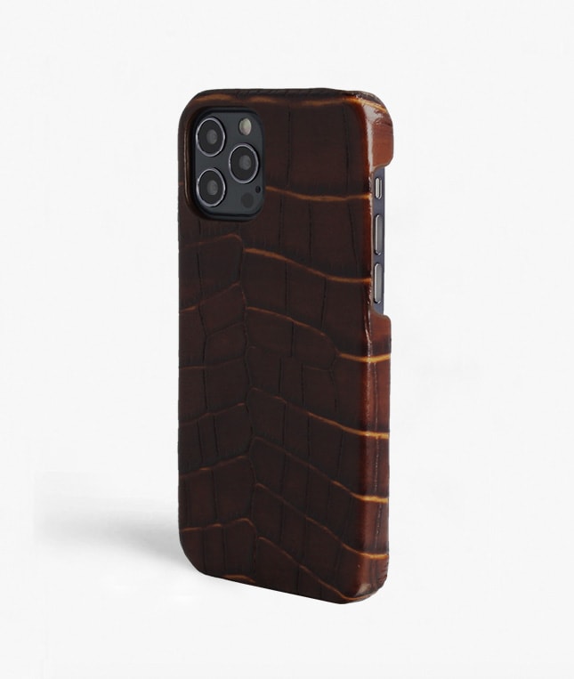 iPhone 12/iPhone 12 Pro Skal Croco Brun