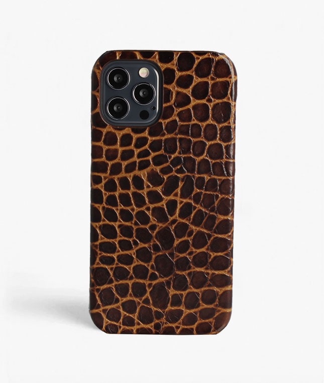 iPhone 12/iPhone 12 Pro Skal Small Croco Brun