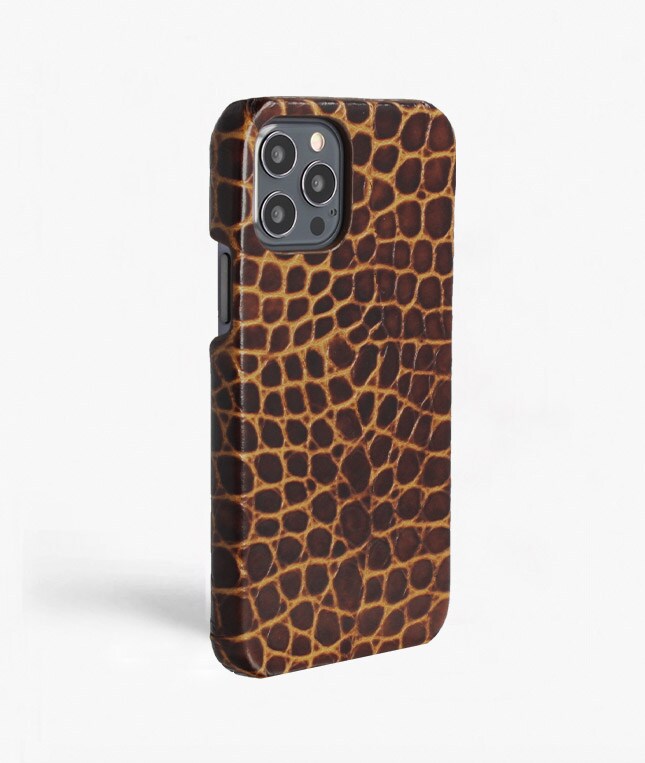 iPhone 12/iPhone 12 Pro Skal Small Croco Brun