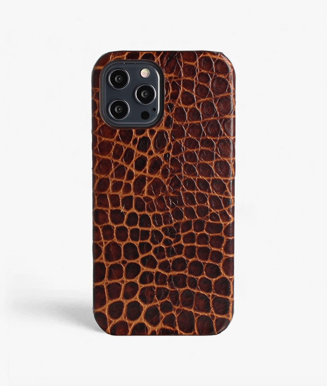 iPhone 12 Pro Max Skal Small Croco Brun
