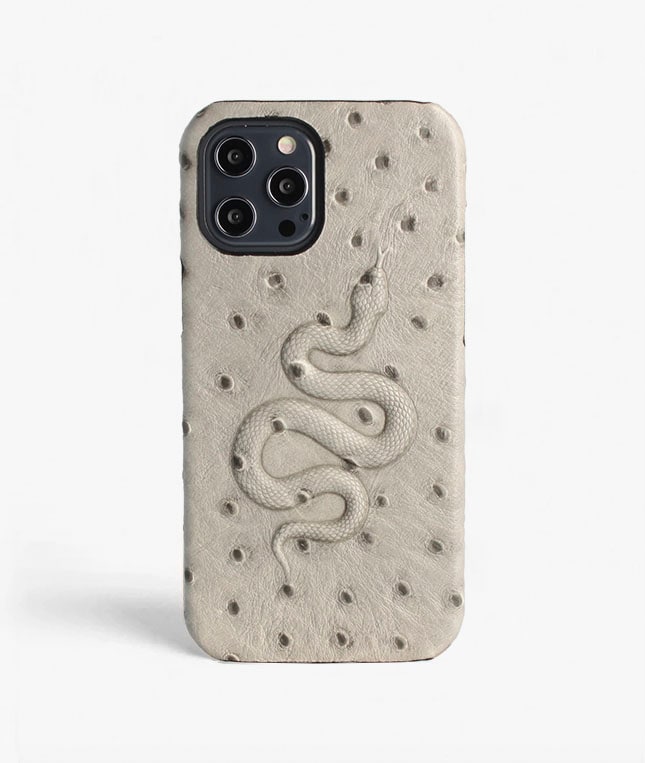 iPhone 12 Pro Max Skal Snake Ostrich Grey