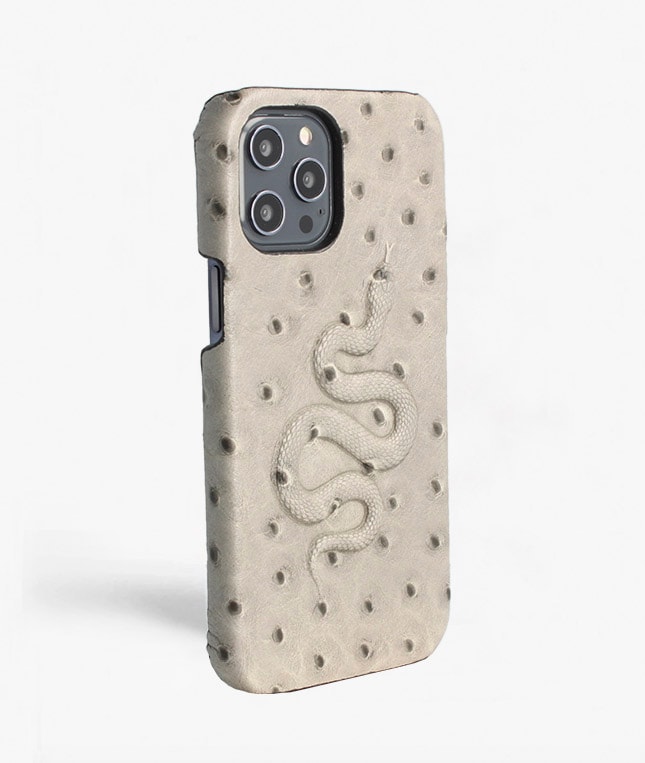 iPhone 12 Pro Max Skal Snake Ostrich Grey
