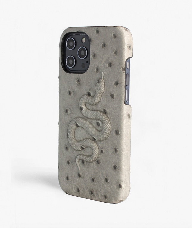 iPhone 12 Pro Max Skal Snake Ostrich Grey