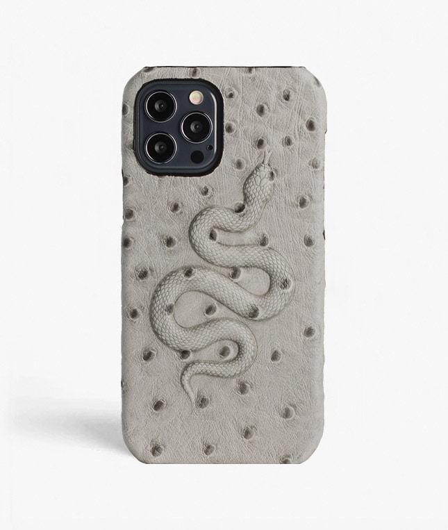 iPhone 12/iPhone 12 Pro Skal Snake Ostrich Grey