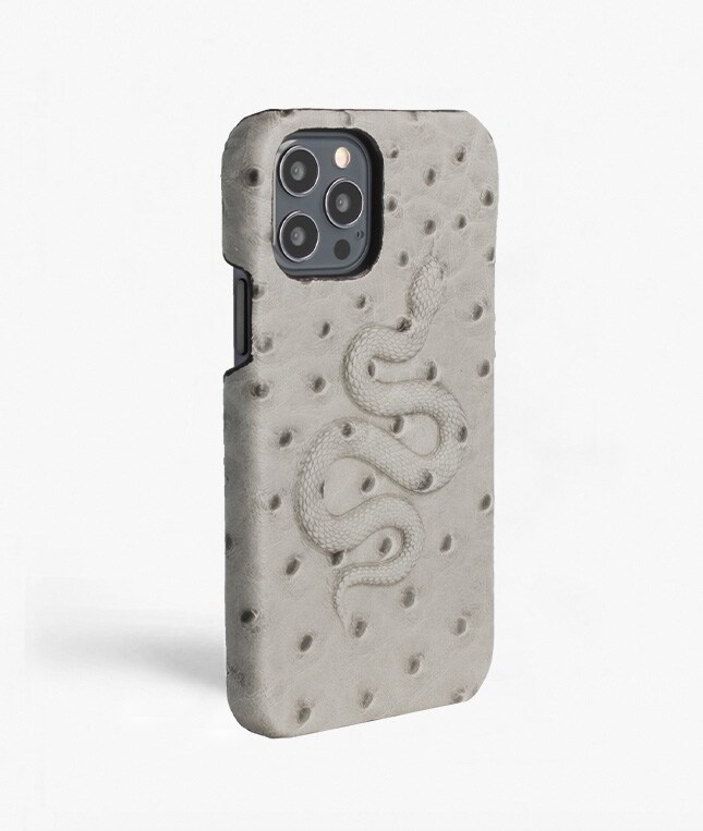 iPhone 12/iPhone 12 Pro Skal Snake Ostrich Grey