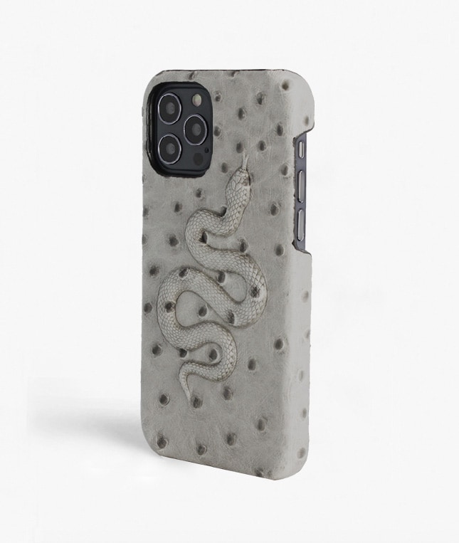iPhone 12/iPhone 12 Pro Skal Snake Ostrich Grey
