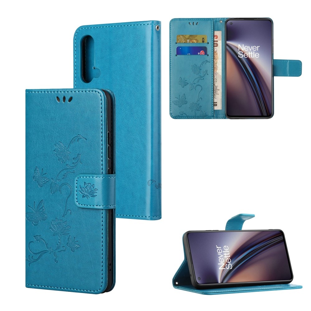 OnePlus Nord CE 5G Mobilfodral med fjärilar, blå