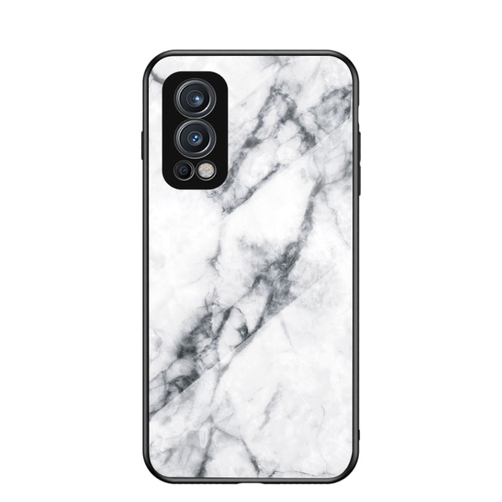 OnePlus Nord 2 5G Mobilskal med baksida av glas, vit marmor
