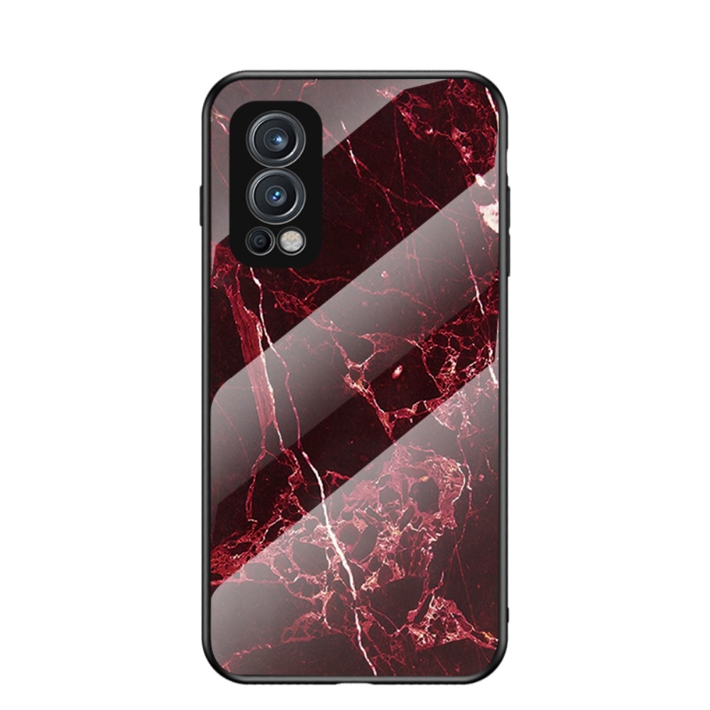 OnePlus Nord 2 5G Mobilskal med baksida av glas, röd marmor
