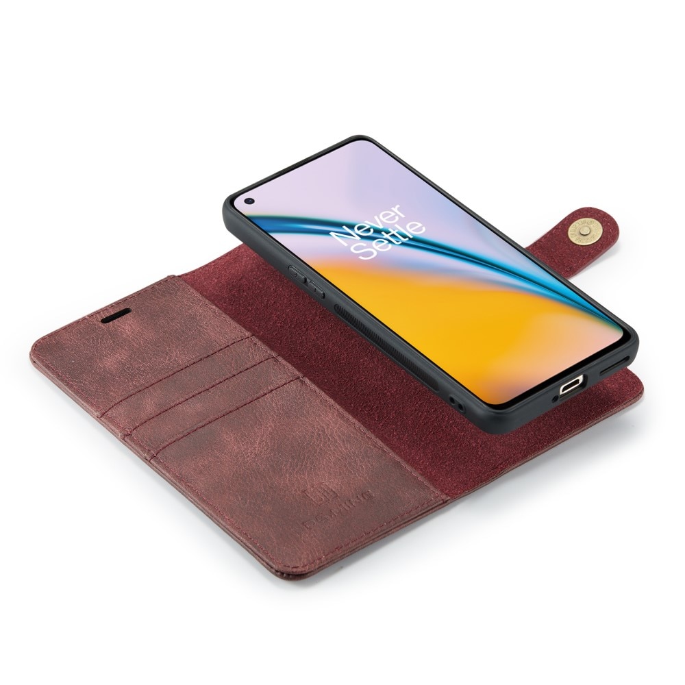 OnePlus Nord 2 5G Plånboksfodral med avtagbart skal, röd