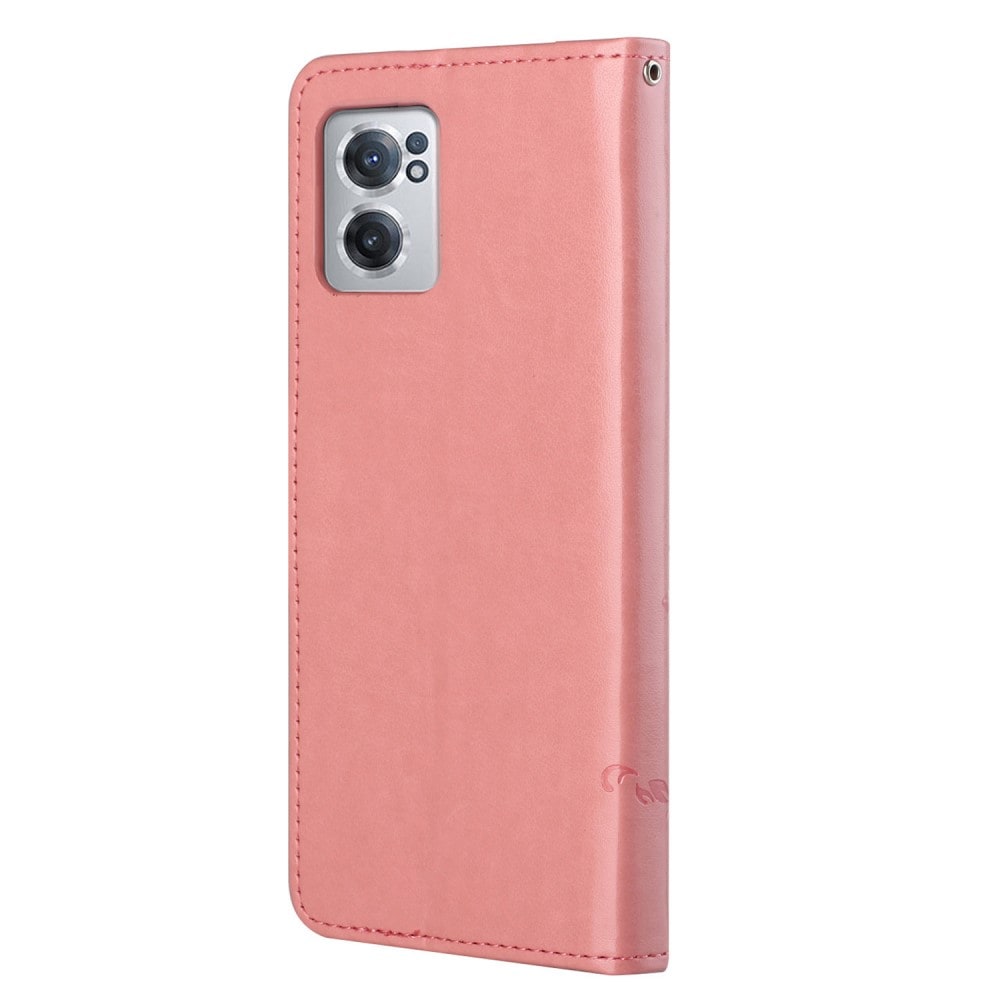  OnePlus Nord CE 5G Mobilfodral med fjärilar, Rosa