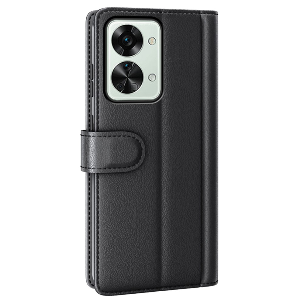 OnePlus Nord 2T 5G Plånboksfodral i Äkta Läder, svart