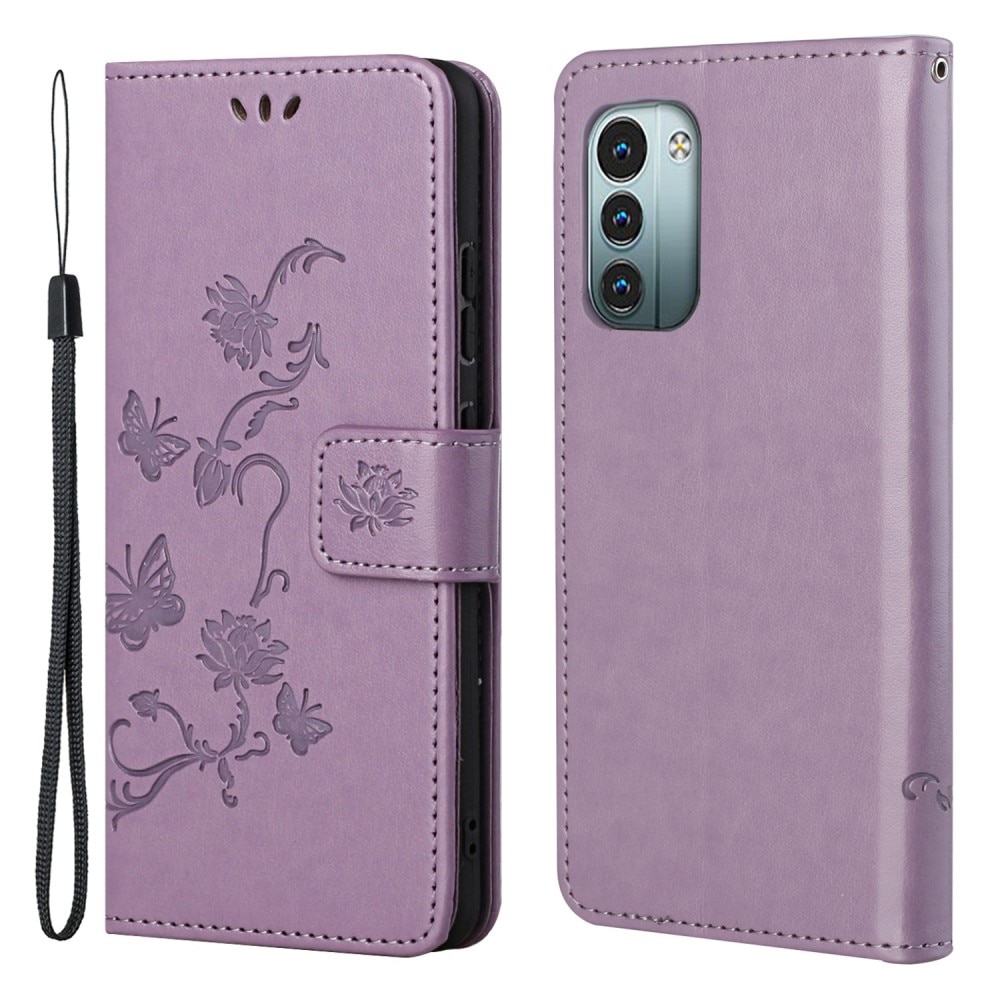 Nokia G11/G21 Mobilfodral med fjärilar, lila