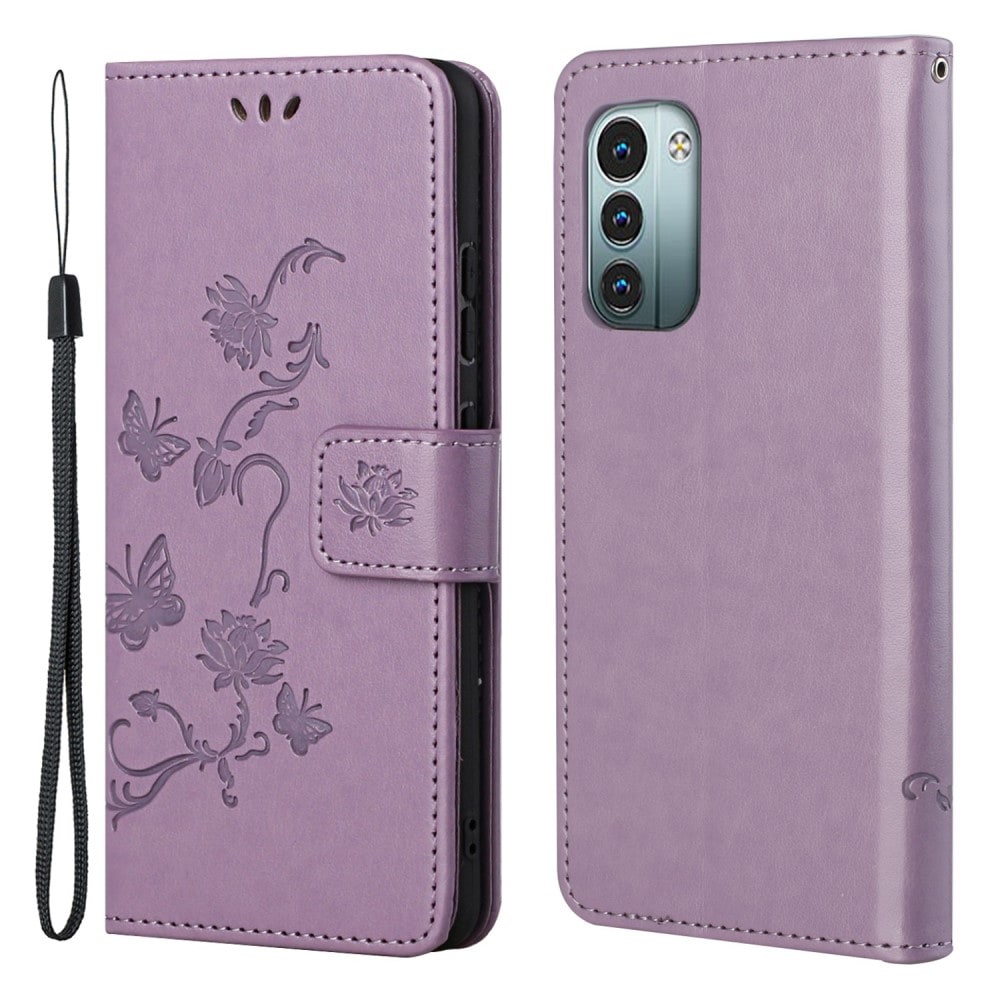  Nokia G11/Nokia G21 Mobilfodral med fjärilar, Lila