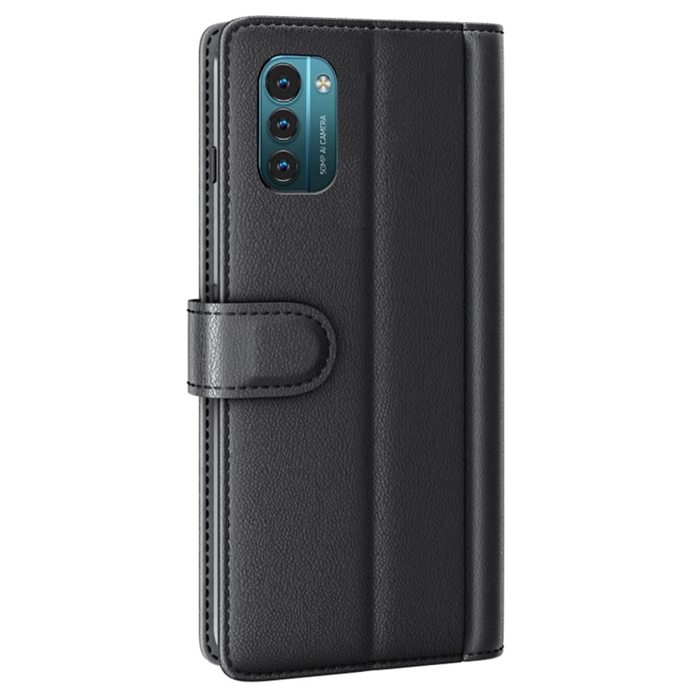  Nokia G11/Nokia G21 Plånboksfodral i Äkta Läder, Svart