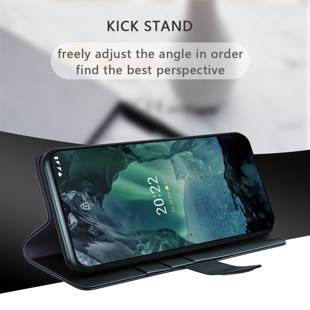  Nokia G11/Nokia G21 Plånboksfodral i Äkta Läder, Svart