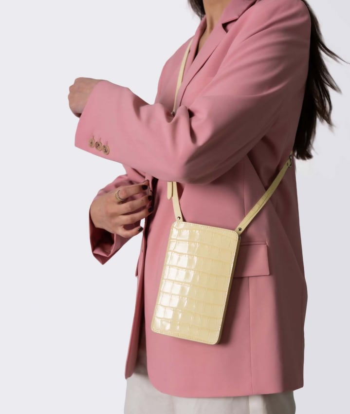 Smart Crossbody Väska Croco Yellow