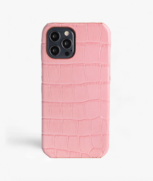 iPhone 12/iPhone 12 Pro Skal Croco Rosa