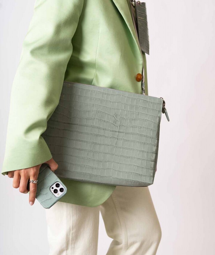 Laptopväska 15" Croco Pastell Teal