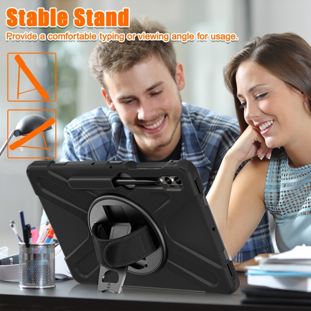 Samsung Galaxy Tab S7 Plus Tufft hybridskal med axelrem Svart