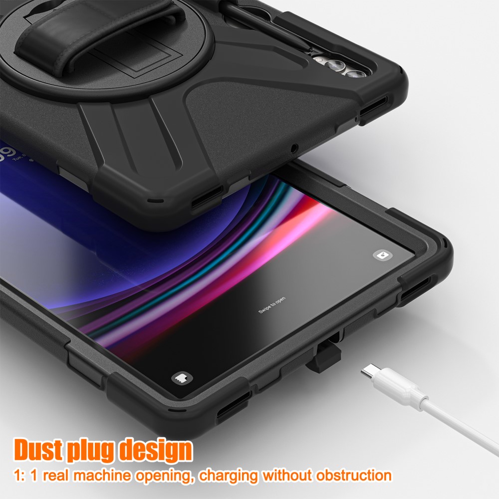 Samsung Galaxy Tab S7 Plus Tufft hybridskal med axelrem Svart