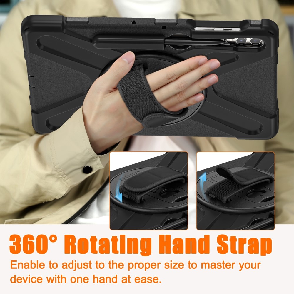 Samsung Galaxy Tab S7 Plus Tufft hybridskal med axelrem Svart