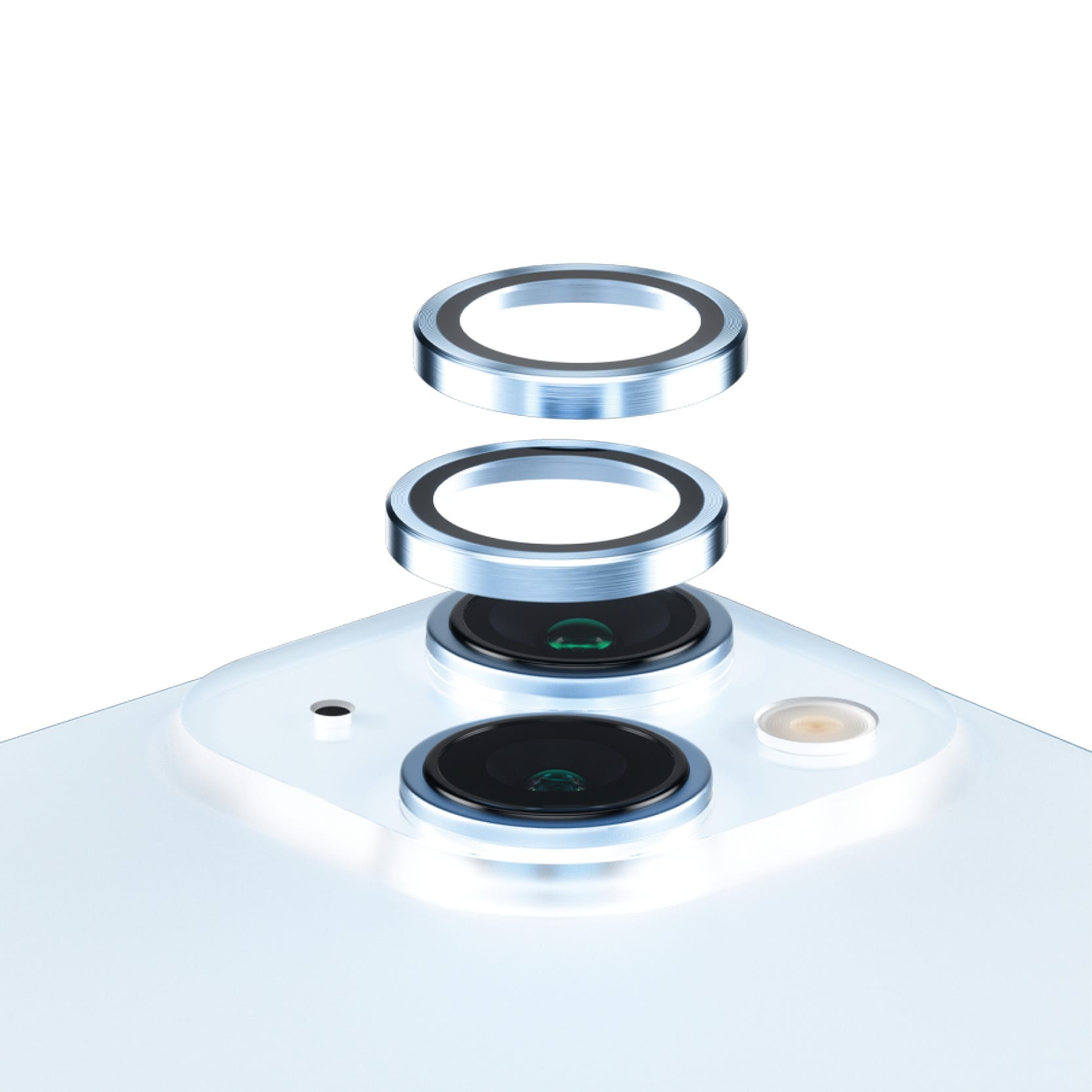 iPhone 15 Plus Hoops linsskydd med aluminiumram, Blå