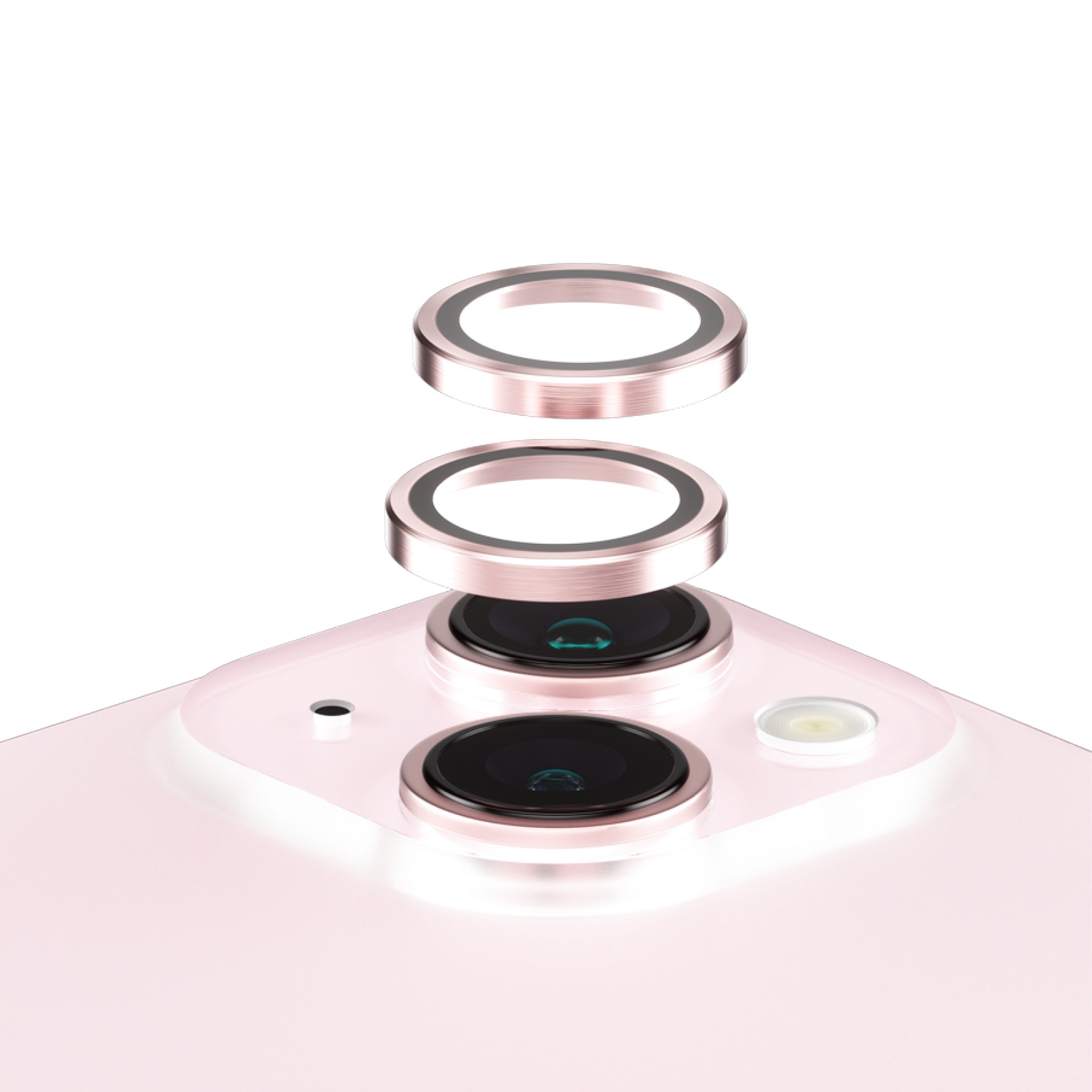 iPhone 15 Hoops linsskydd med aluminiumram, rosa