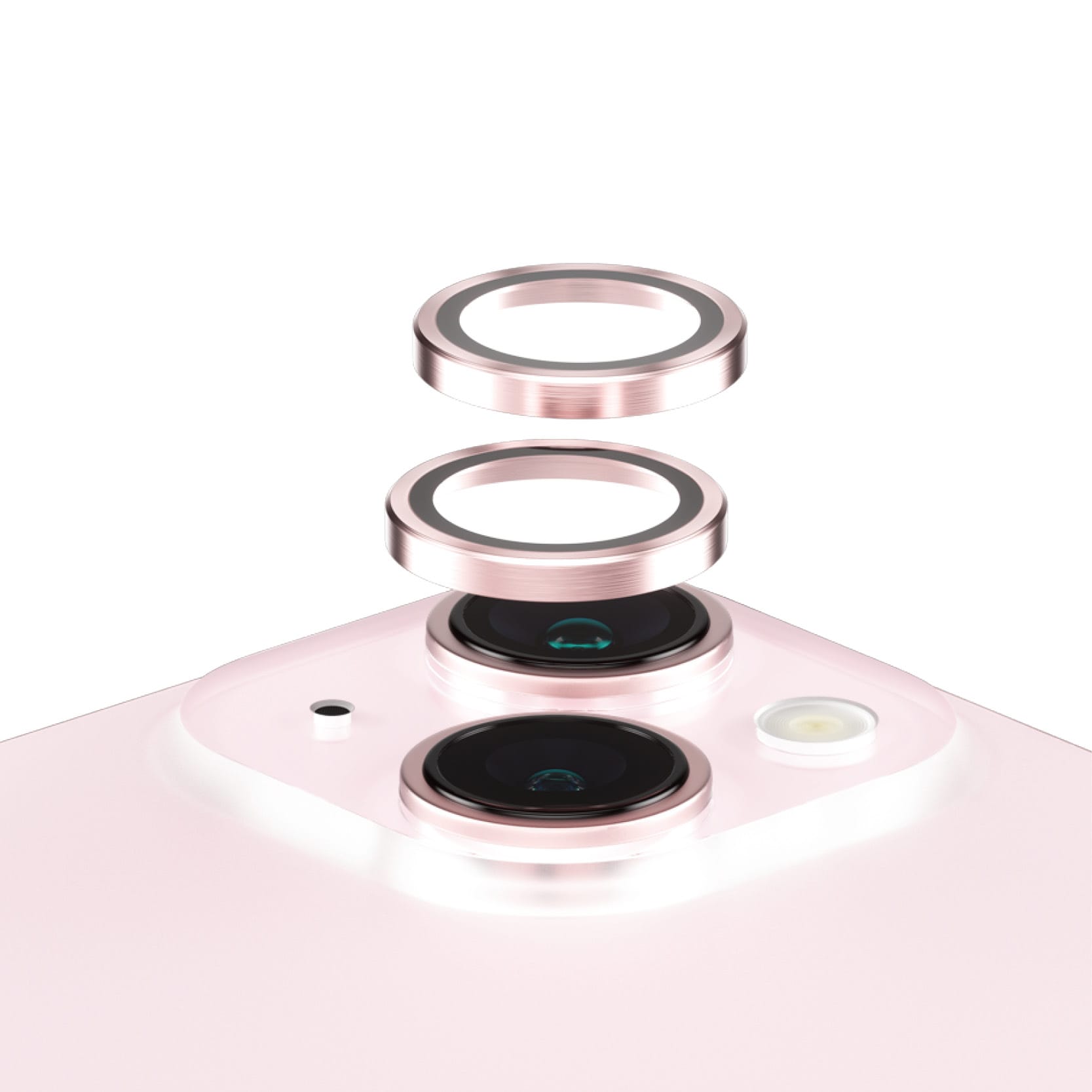 iPhone 15 Hoops linsskydd med aluminiumram, Rosa