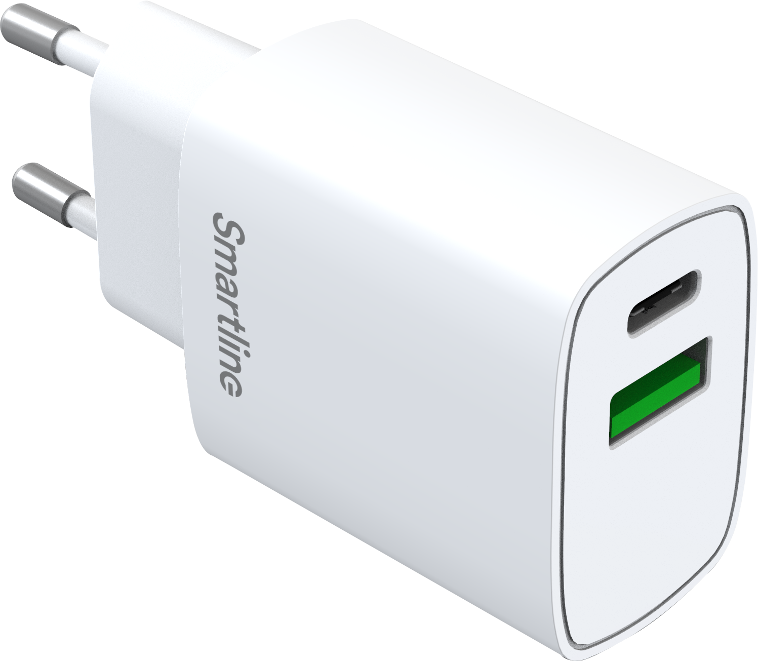 Väggladdare med USB-C + USB-A  PD 20W, vit