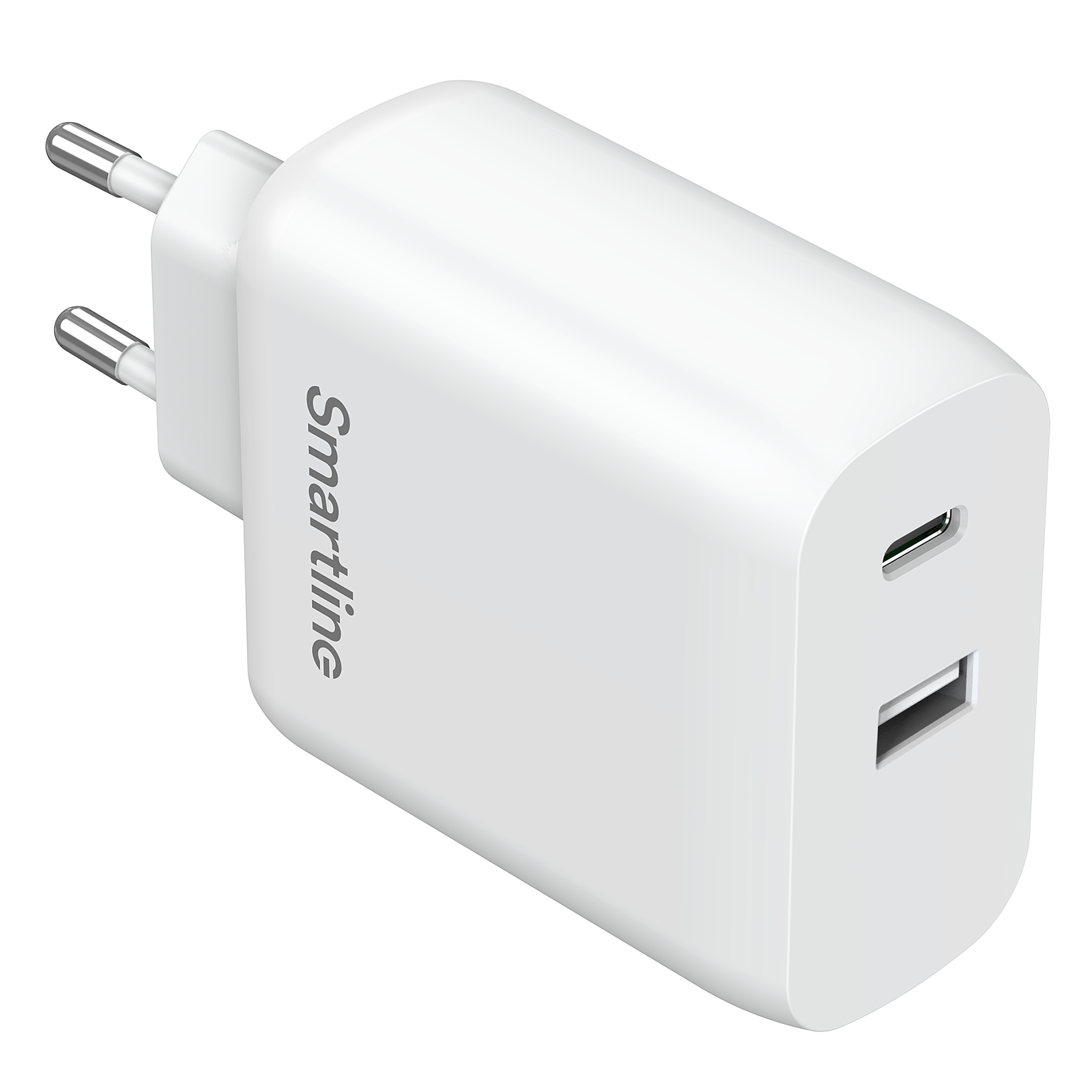 Väggladdare Dubbel Port USB-C & USB-A 65W PD, vit