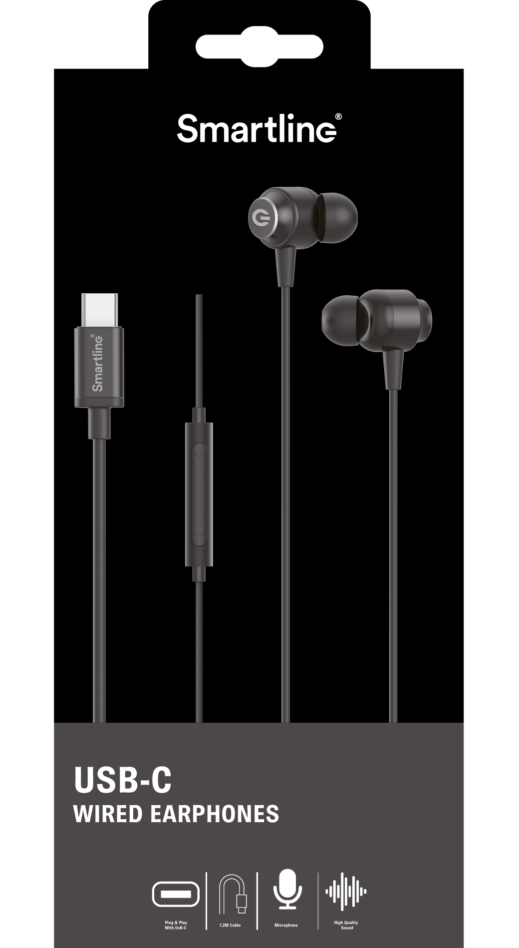 In-ear Hörlurar Trådbundna USB-C, svart