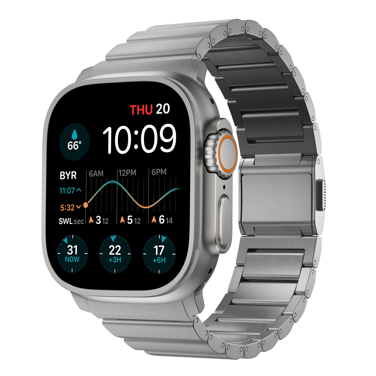 Apple Watch Ultra 49mm 2nd Gen Titanium Armband, Silver