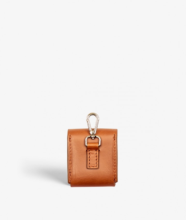 Fästbart AirPod Läder Fodral Vegetable Tanned Brown
