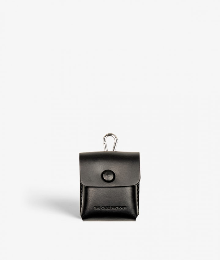 Fästbart AirPod Läder Fodral Vegetable Tanned Black