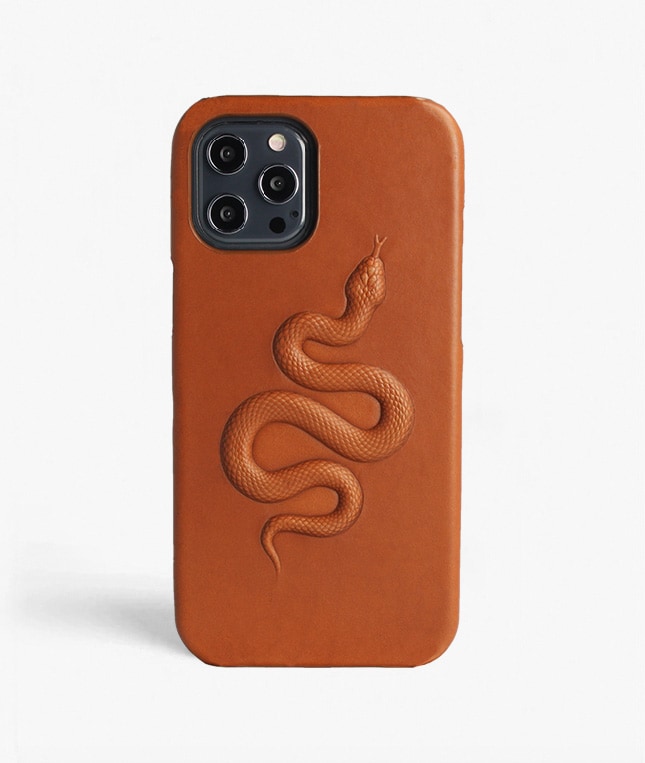 iPhone 12 Pro Max Skal Snake Cognac