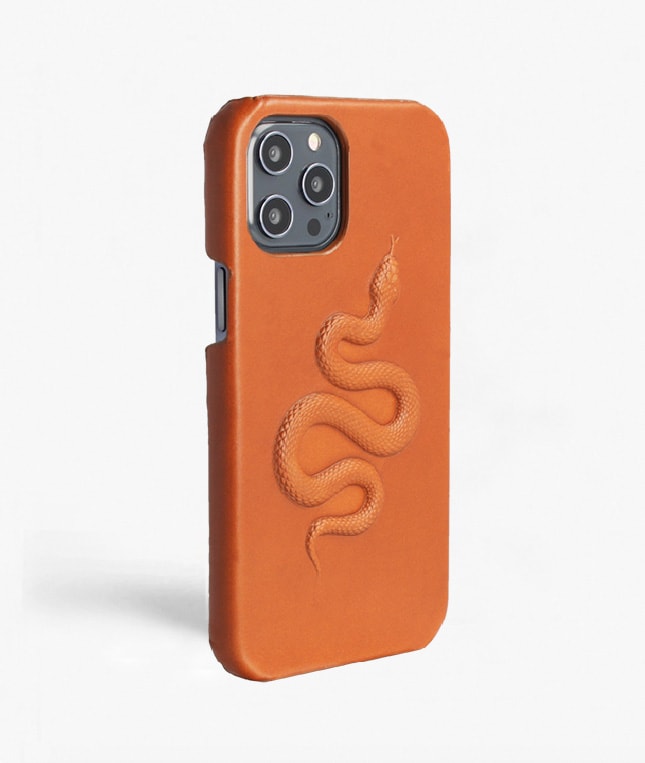 iPhone 12 Pro Max Skal Snake Cognac